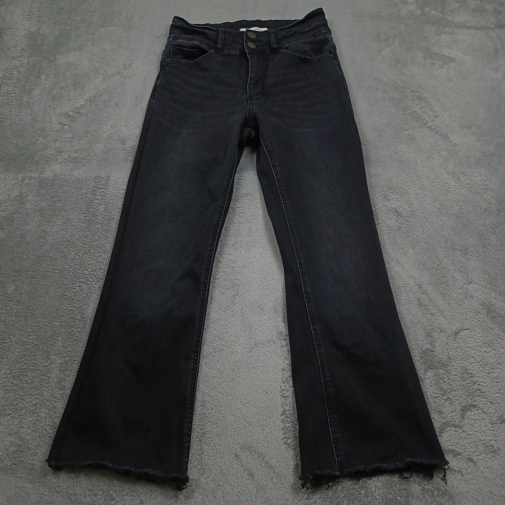 BKE Jeans Womens 26 Black Denim Bootcut Cropped Casual High Rise Frayed
